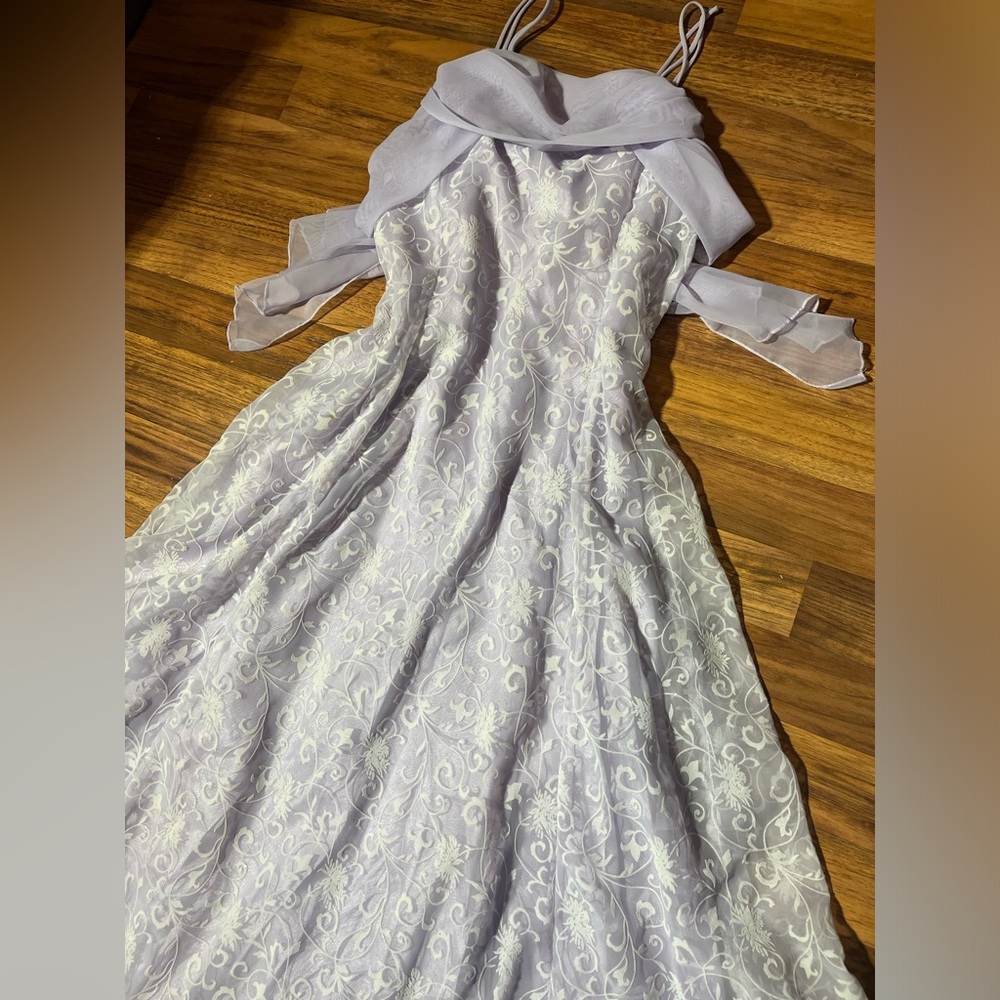 Vintage 90’s Lilac Anastasia Dress Velvet Floral Vintage 90’s Dress Prom Cowl